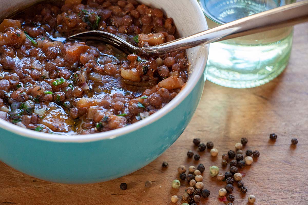 Schnelle Linsensuppe aus Puy Linsen